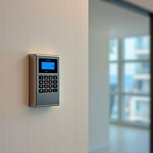 security keypad on modern apartment wall