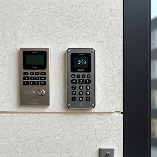 security keypad on modern apartment wall