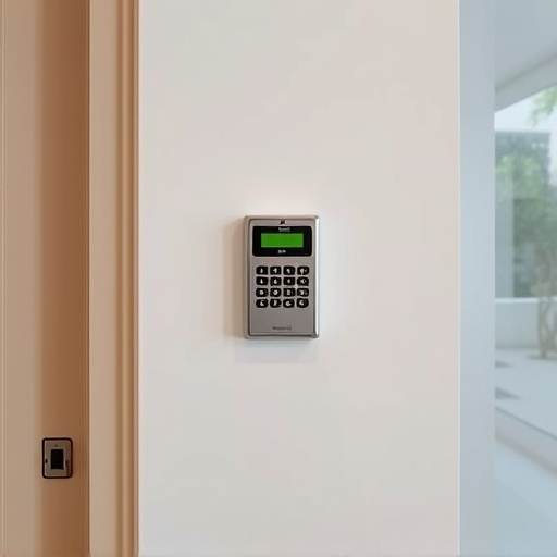 security keypad on modern apartment wall