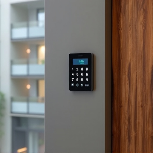 security keypad on modern apartment wall