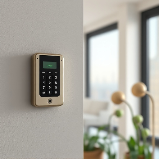 security keypad on modern apartment wall