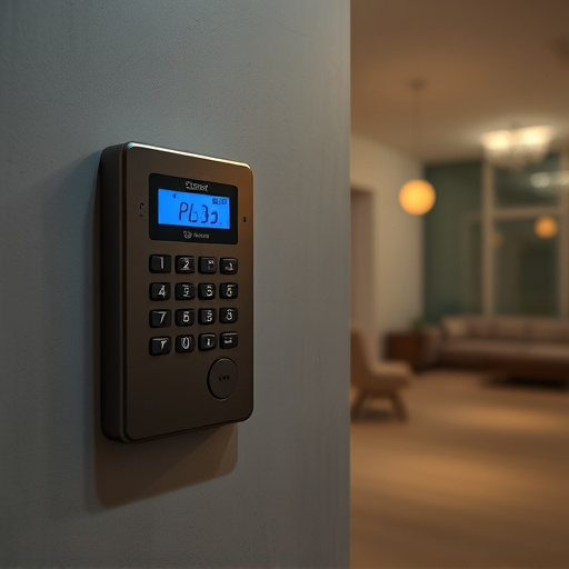 security keypad on modern apartment wall