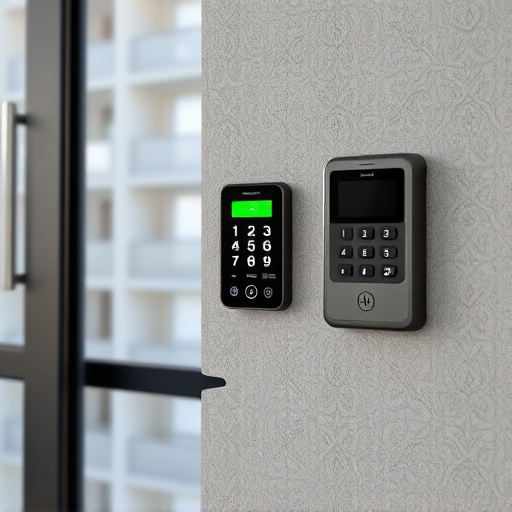 security keypad on modern apartment wall