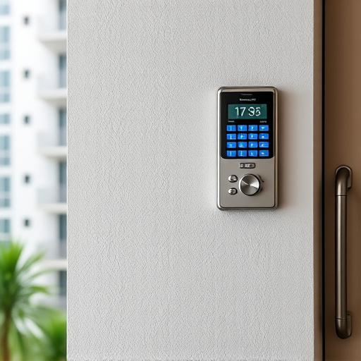 security keypad on modern apartment wall