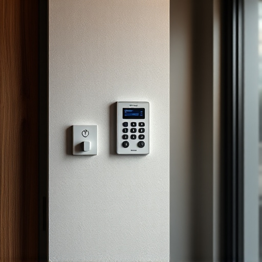 security keypad on modern apartment wall