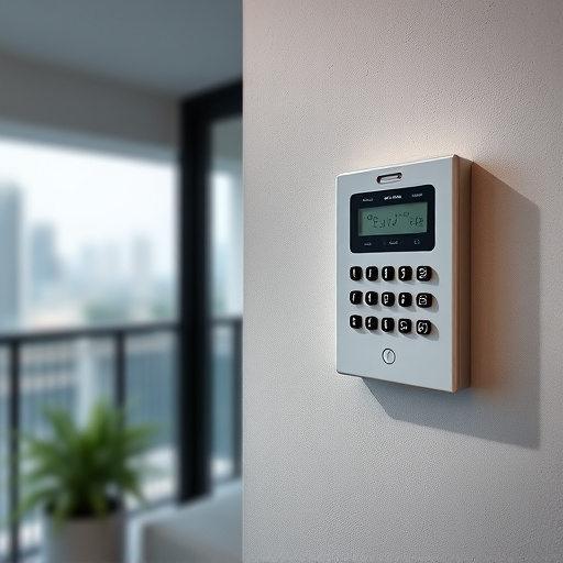 security keypad on modern apartment wall