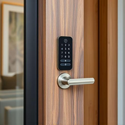 smart lock installed on modern front door