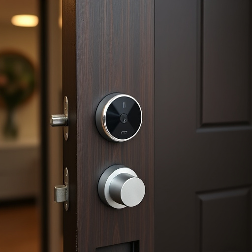 smart lock installed on modern front door