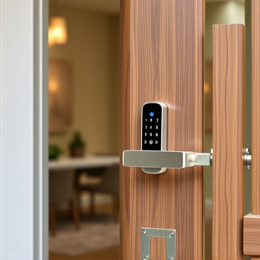 smart lock installed on modern front door