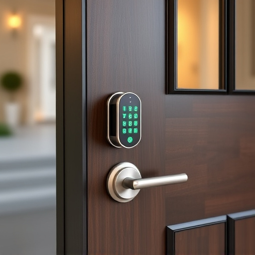 smart lock installed on modern front door
