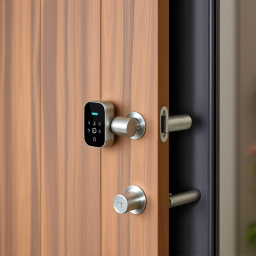 smart lock installed on modern front door