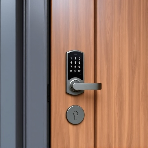 smart lock installed on modern front door