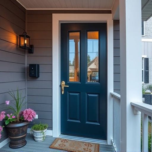 smart video doorbell on suburban porch