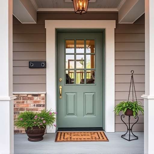 smart video doorbell on suburban porch