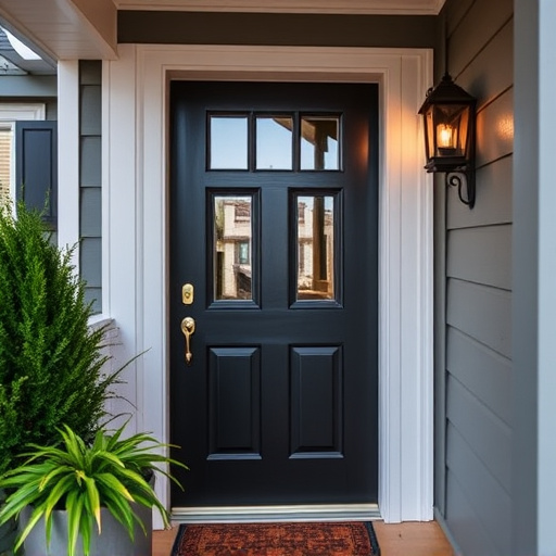 smart video doorbell on suburban porch