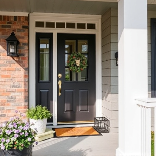 smart video doorbell on suburban porch