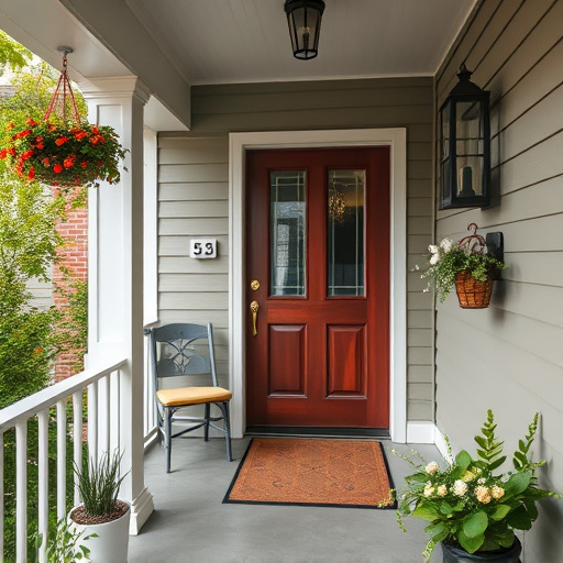 smart video doorbell on suburban porch