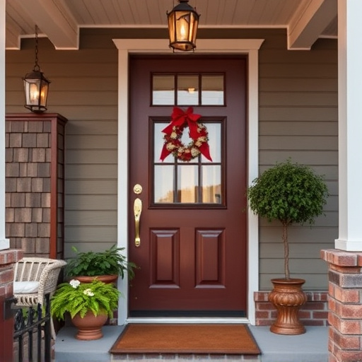 smart video doorbell on suburban porch