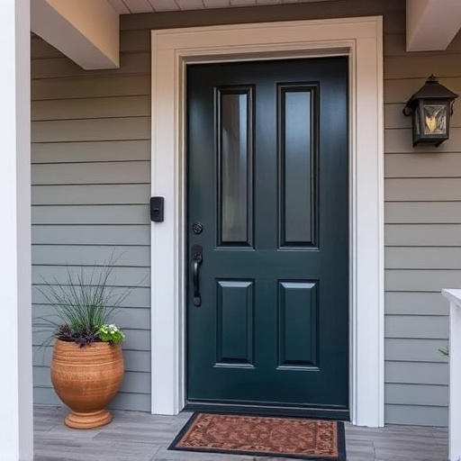 smart video doorbell on suburban porch