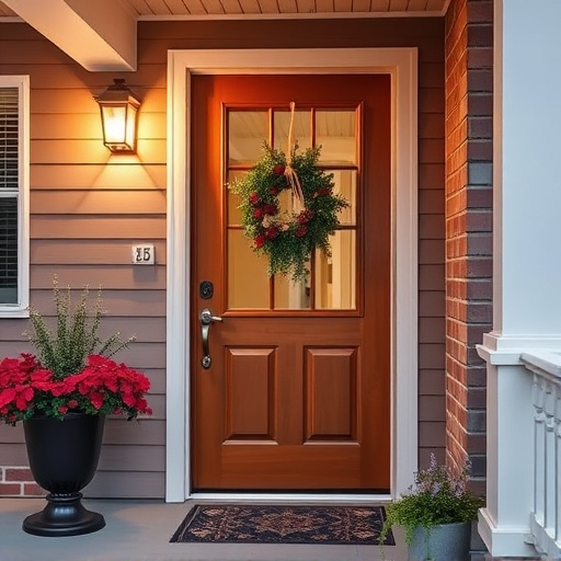 smart video doorbell on suburban porch