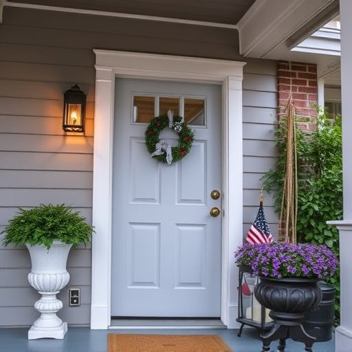 smart video doorbell on suburban porch