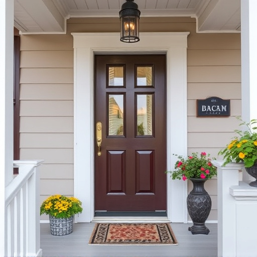 smart video doorbell on suburban porch