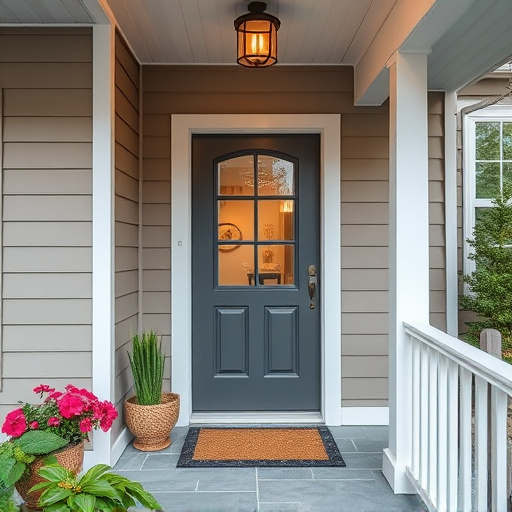 smart video doorbell on suburban porch