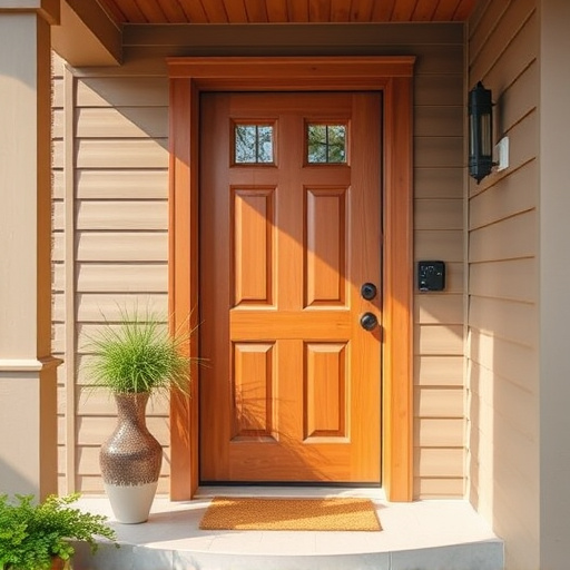 smart video doorbell on suburban porch