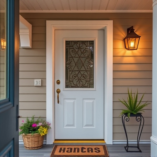 smart video doorbell on suburban porch