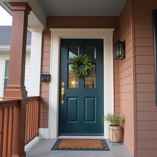 smart video doorbell on suburban porch