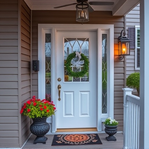 smart video doorbell on suburban porch