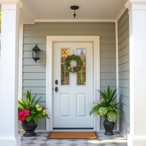 smart video doorbell on suburban porch