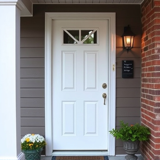 smart video doorbell on suburban porch