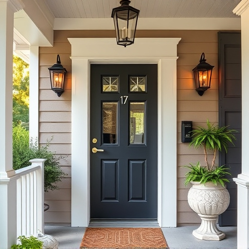 smart video doorbell on suburban porch