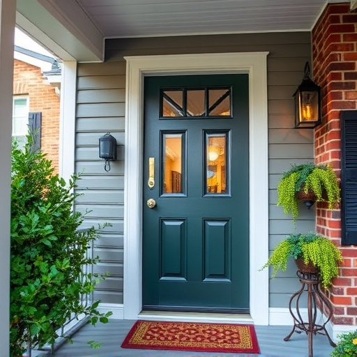 smart video doorbell on suburban porch