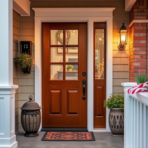 smart video doorbell on suburban porch