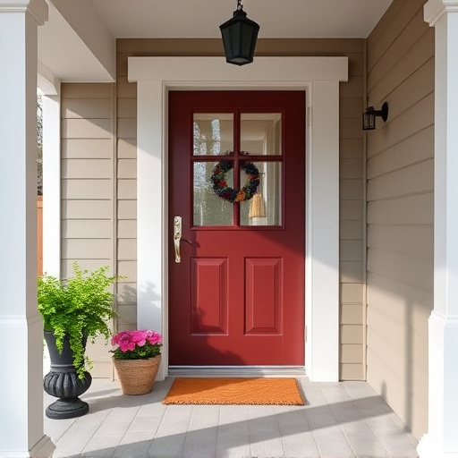 smart video doorbell on suburban porch