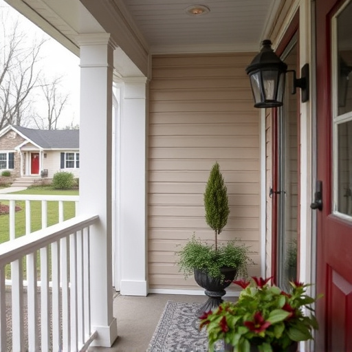 smart video doorbell on suburban porch