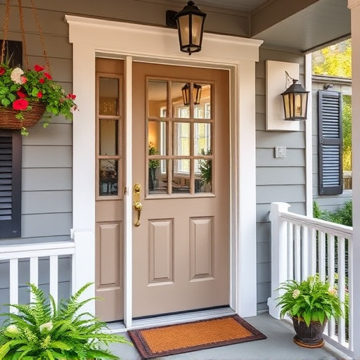 smart video doorbell on suburban porch