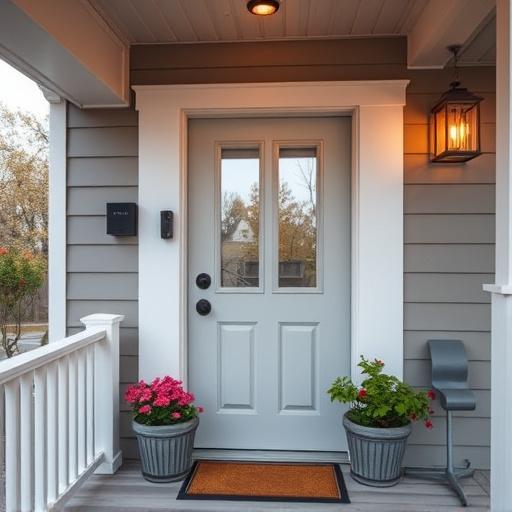 smart video doorbell on suburban porch