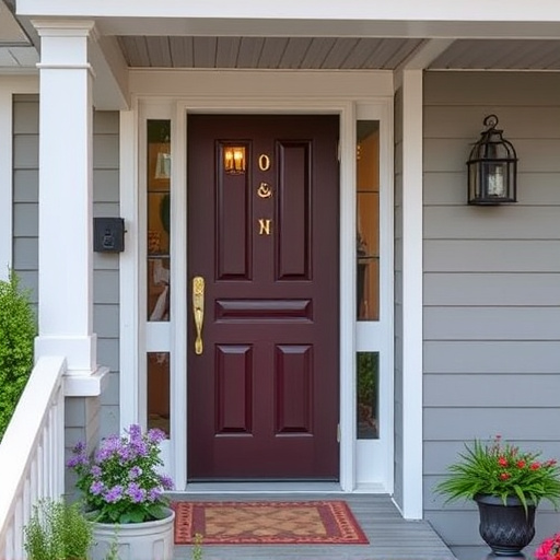smart video doorbell on suburban porch