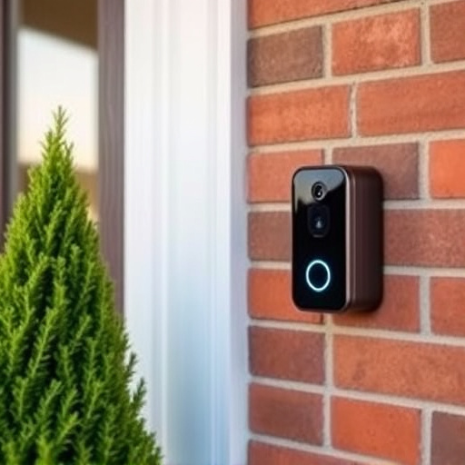 wireless doorbell with camera on brick home