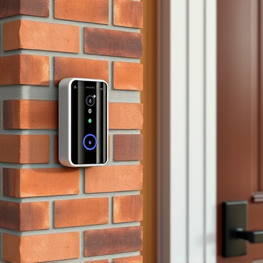 wireless doorbell with camera on brick home