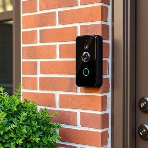 wireless doorbell with camera on brick home