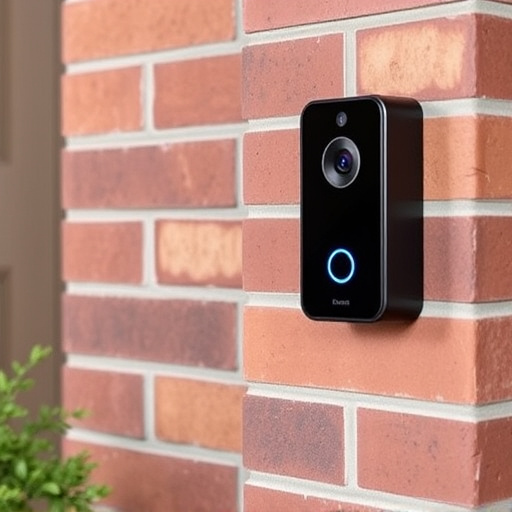 wireless doorbell with camera on brick home