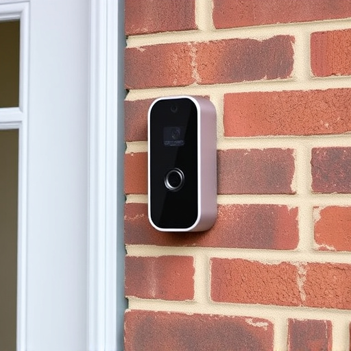 wireless doorbell with camera on brick home