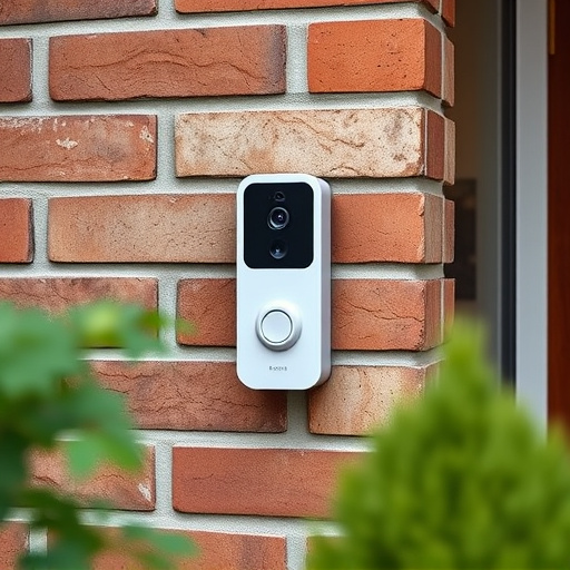 wireless doorbell with camera on brick home