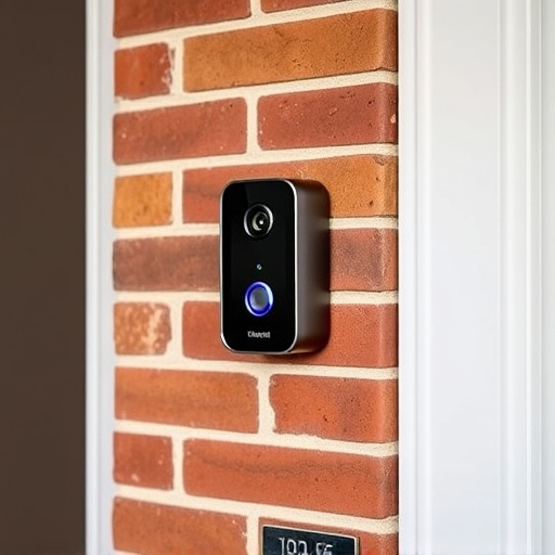 wireless doorbell with camera on brick home