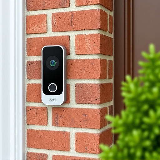wireless doorbell with camera on brick home
