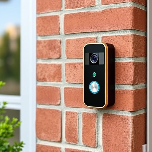 wireless doorbell with camera on brick home